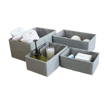 Pack Of Four Paper Rope Woven Storage Boxes, 5 of 10