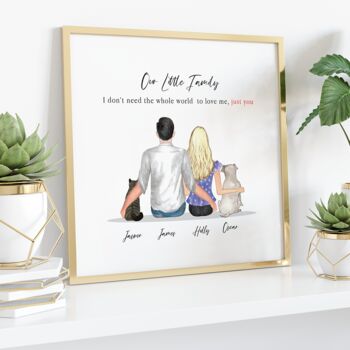 Personalised Couples Print With Pets, 3 of 12