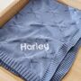 Personalised Wave Blue Jacquard Star Baby Blanket, thumbnail 1 of 3