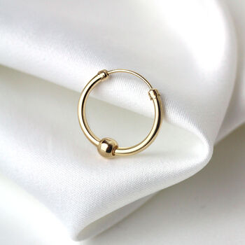 9ct Yellow Gold Thick Single Hoop Earring Ball, 2 of 3
