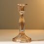 Vintage Glass Candlestick Clear With Faint Peach Glow, thumbnail 2 of 2