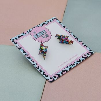 Glitter Lightning Bolt Stud Earrings *More Colours Available*, 3 of 12