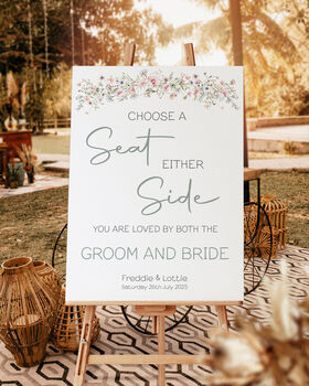 Wedding Choose A Seat Sign Pink Wild Flower, 3 of 6