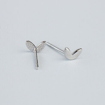 Sterling Silver Minimalist Leaf Stud Earrings, 4 of 6