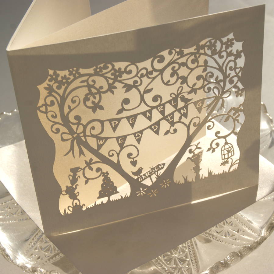 pearl wedding  anniversary  card  laser  cut card  by the 