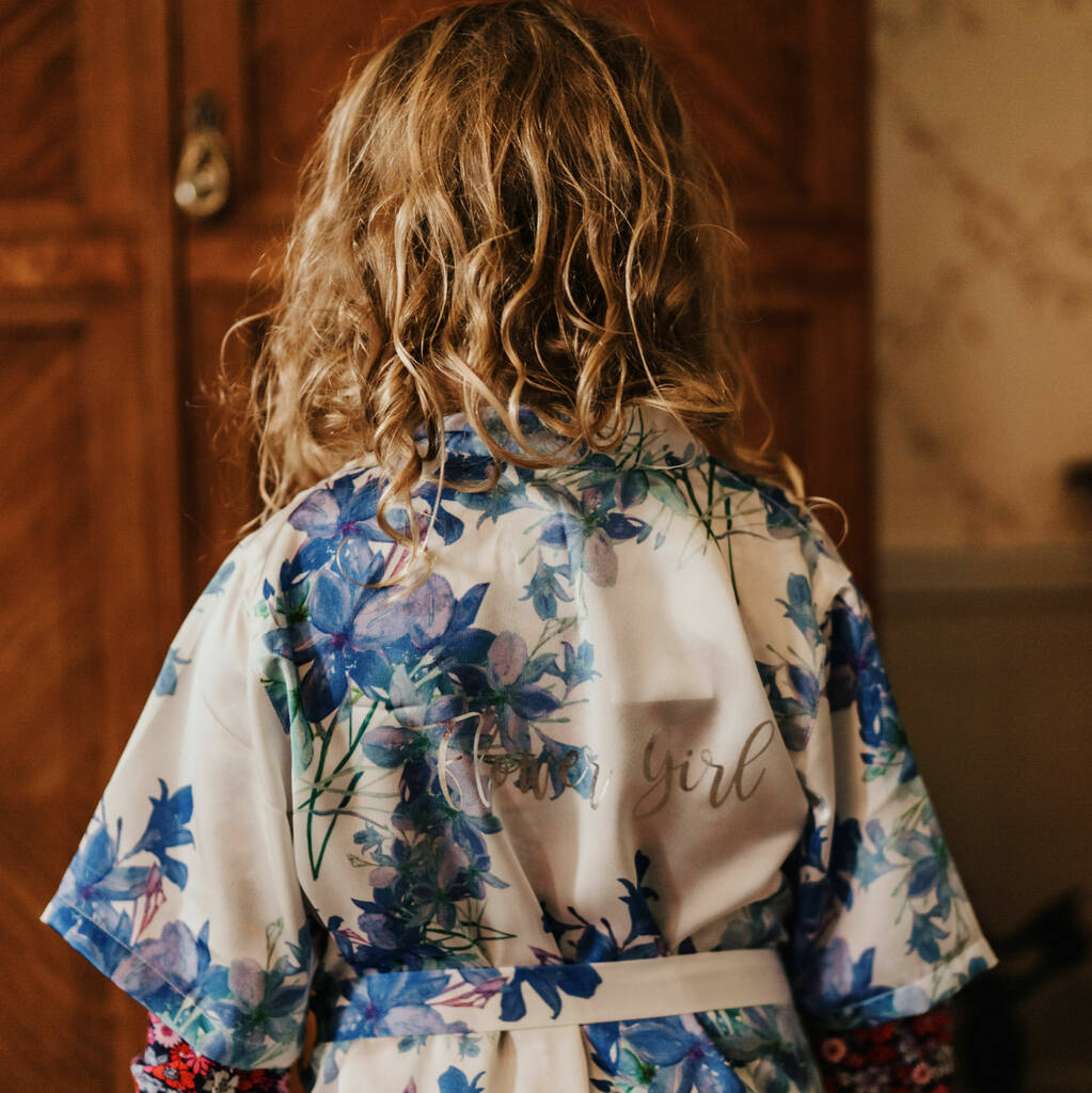 Personalised Dressing Gown Flower Girl Floral Print, 1 of 5