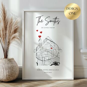 New Home Gift, Personalised Housewarming Gift, New Home Map Print, 4 of 5