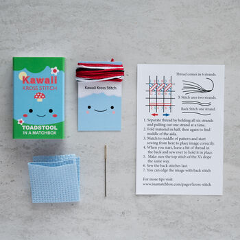 Kawaii Toadstool Mini Cross Stitch Kit, 4 of 9