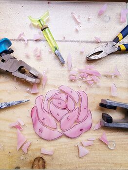 Pink Rose Flower Stem Faux Glass Flowers, 9 of 11