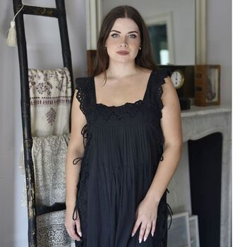 Ladies Black Sleeveless Nightdress With Side Ties 'Betty', 4 of 6