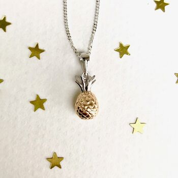 Sterling Silver And Rose Gold Plated Pineapple Necklace, 8 of 8