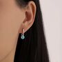 March Birthstone Aquamarine Blue Cz Hoop Earrings In Sterling Silver, thumbnail 8 of 12