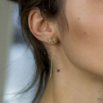 Long Gold Plated Butterfly Ear Tassel Chain, 3 of 4