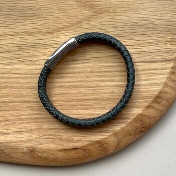 Men's Leather Plaited Wide Bracelet, 4 of 5