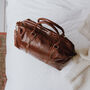 Leather Holdall Bag, Brown, thumbnail 3 of 6