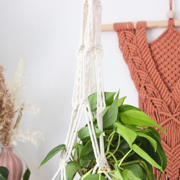 Handcrafted Natural Macramé Plant Hanger, 7 of 8