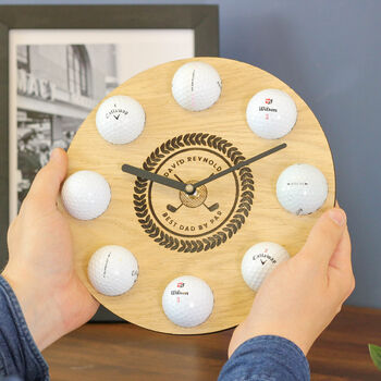 Personalised Golf Ball Clock Wall Art Gift For Men, 5 of 7