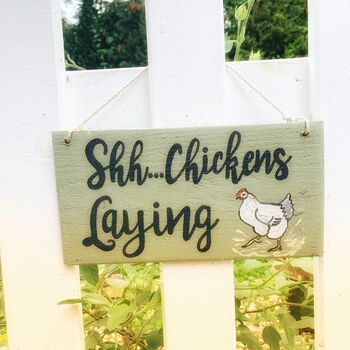Chickens Laying Wooden Sign Letterbox Friendly, 2 of 6