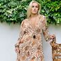 'Danica' Cream, Terracotta And Gold Floral Print Maxi Dress, thumbnail 10 of 12