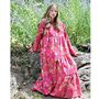 Hot Pink Birds Of Paradise Cotton Tiered Dress, thumbnail 3 of 8