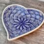 Blue And White Patterned Heart Shaped Plate, thumbnail 1 of 3