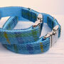 Turquoise Check Harris Tweed Dog Collar, thumbnail 2 of 3