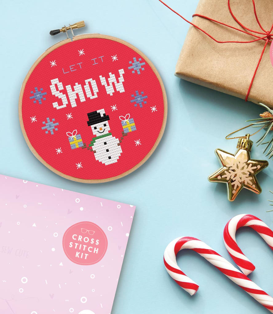 'Let It Snow' Cross Stitch Kit, 1 of 2