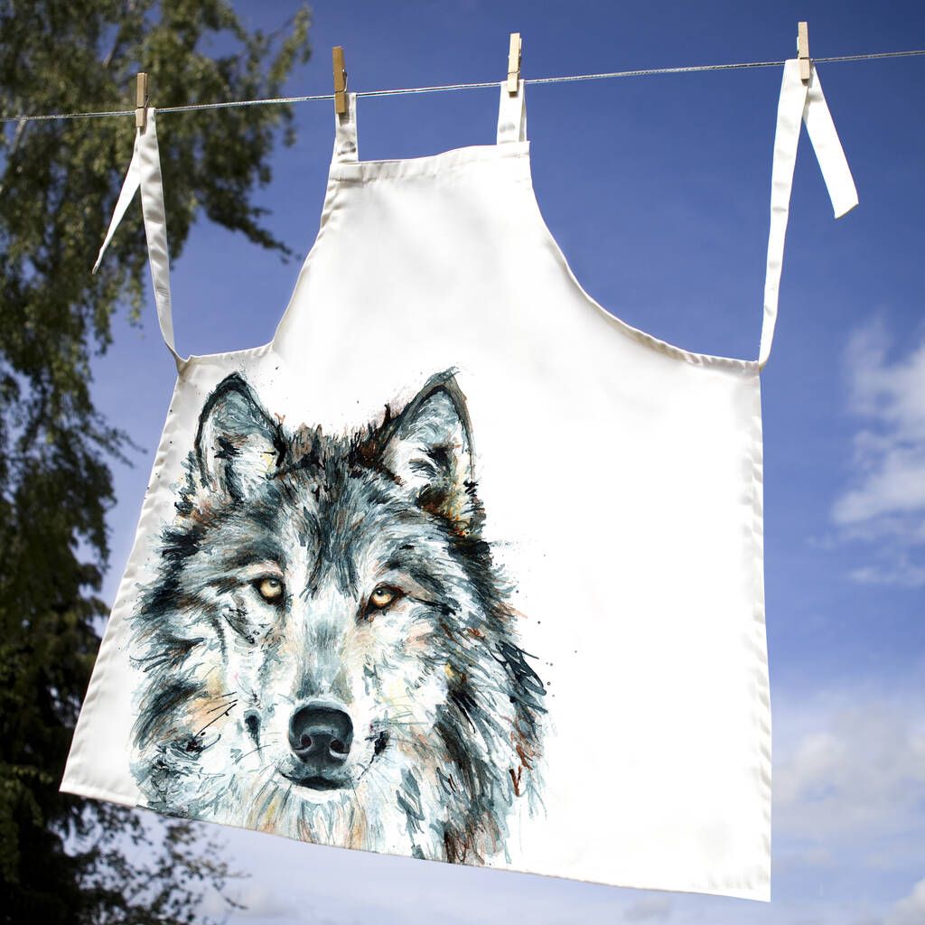 Inky Wolf Luxury Canvas Apron, 1 of 4