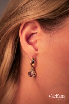 Red Pomegranate Huggie Hoop Earrings, 8 of 8