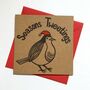 Funny Pun Christmas Card. Seasons Tweetings, thumbnail 1 of 2