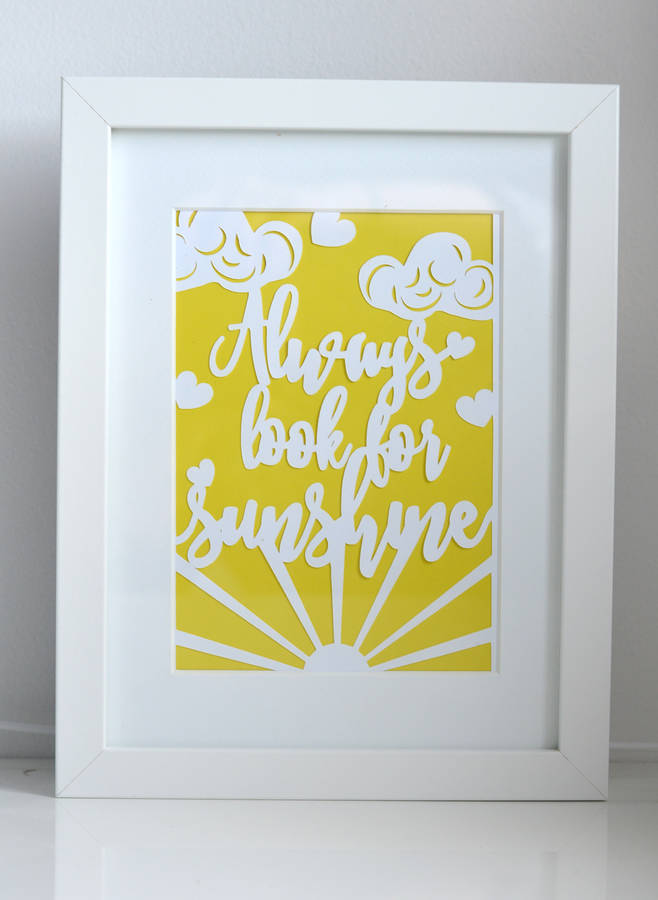Unframed Paper Cut 'Always Look For Sunshine' Print, 1 of 4