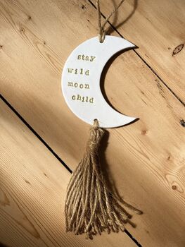 Personalised Moon Keepsake Gift, Moon Ornament, Decoration Plaque Kids Room, Nursery Decor, 3 of 5