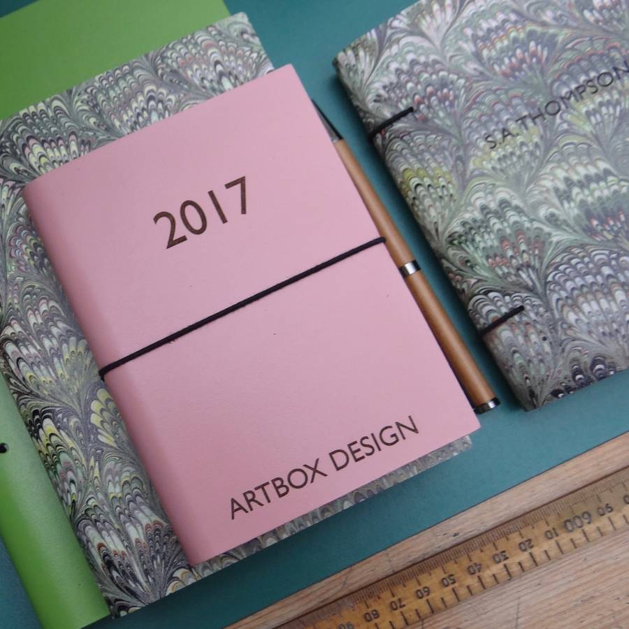 Marbled Leather Diary And Journal By Artbox