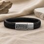 Men's Personalised Leather Plait Bracelet With Message, thumbnail 3 of 8