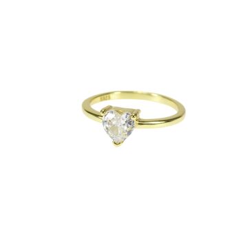 Cz Stone Heart Ring, Rose, Gold Vermeil On 925 Silver, 3 of 10