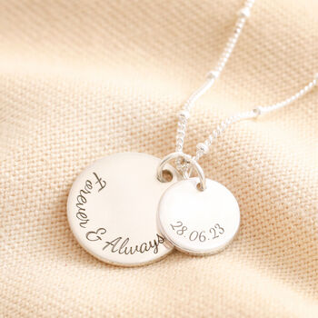 Personalised Sterling Silver Double Disc Charm Necklace, 4 of 7