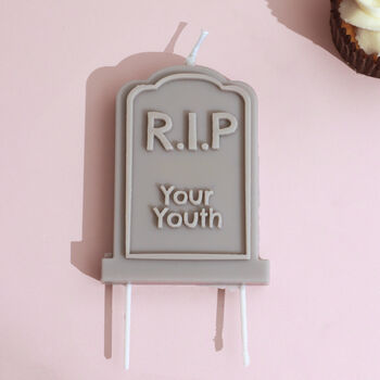 G Decor Gravestone Cake Candle With 'R.I.P Your Youth', 3 of 3