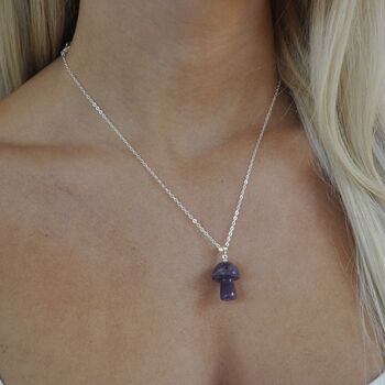 Rose Quartz Crystal Mushroom Pendant Necklace For Love, 4 of 6