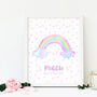 Personalised Girls Rainbow Nursery Bedroom Art Print, thumbnail 1 of 3