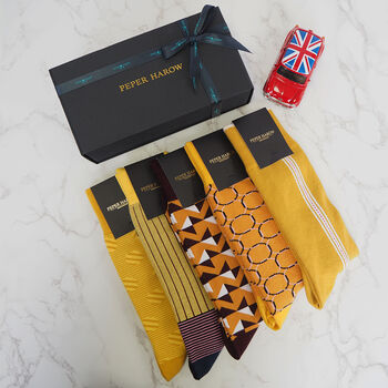 Customised Yellow Luxury Men's Socks Three Pair Gift, 2 of 9