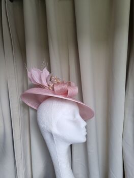 Pink Saucer Style Had With Feather And Beading Detail, 4 of 4