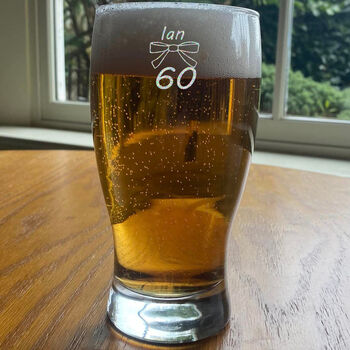 Personalised Pint Glass Engraved For 60th Birthday Gift, 5 of 12