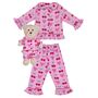 Ma Cherie Girls Pyjama Set With Matching Teddy Bear, thumbnail 3 of 3