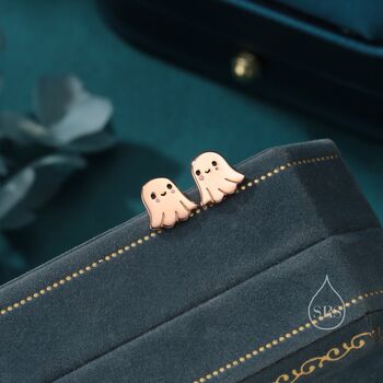 Sterling Silver Super Cute Little Ghost Stud Earrings, 4 of 12