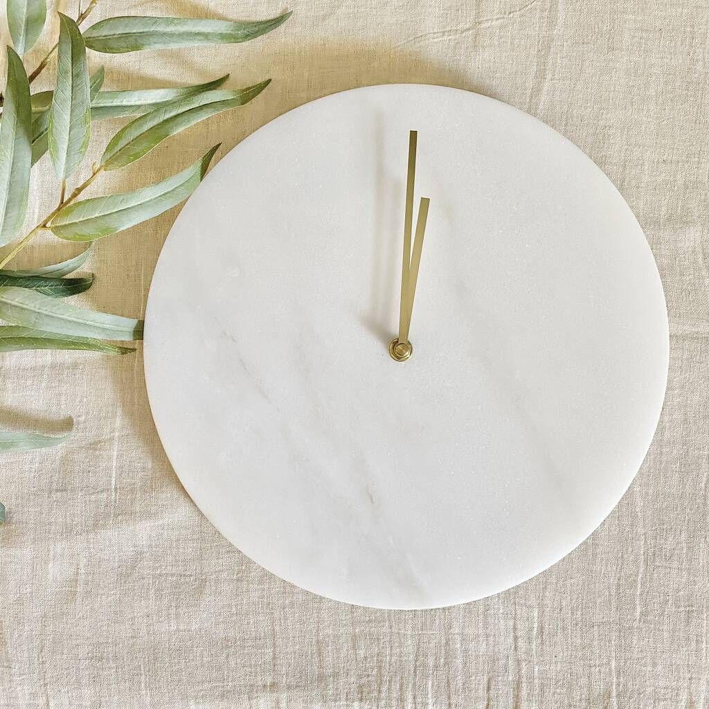 White Marble Wall Clock By Victoria & Co.