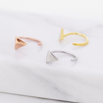 Sterling Silver Tiny Triangle Huggie Hoop Earrings, 2 of 12
