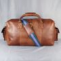 'Drake' Men's Leather Duffle Holdall In Cognac Leather, thumbnail 3 of 10