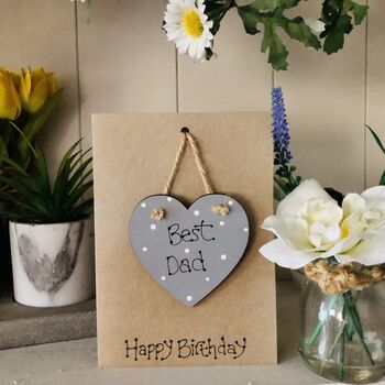 Personalised Dad's Birthday Card Wooden Heart, 3 of 3