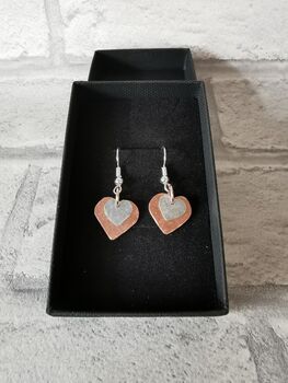 Handmade Copper Aluminium Heart Dangle Earrings, 2 of 7