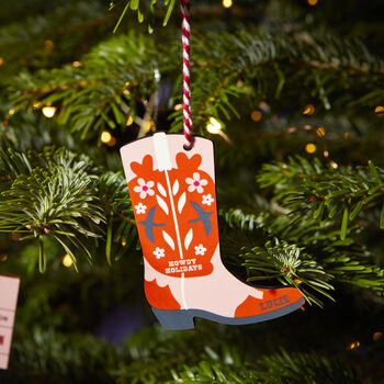 Personalised Cowboy Boot Christmas Decoration, 4 of 10